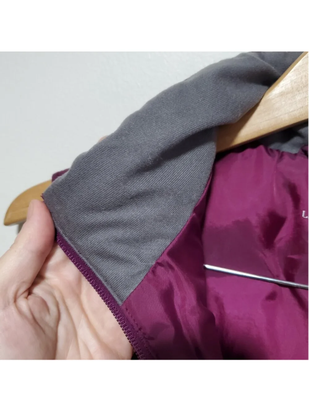 LANDS' END Down Filled Puffer Vest Purple Small Full Zip Winter Insulated Cozy